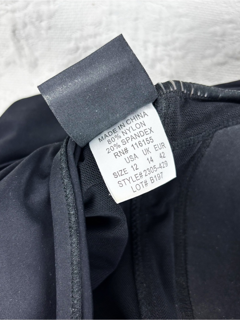 Shore Shape Black Swimsuit 1 Piece Ruching Faux Tankini Swim dress style Sz 12 - Picture 7 of 7